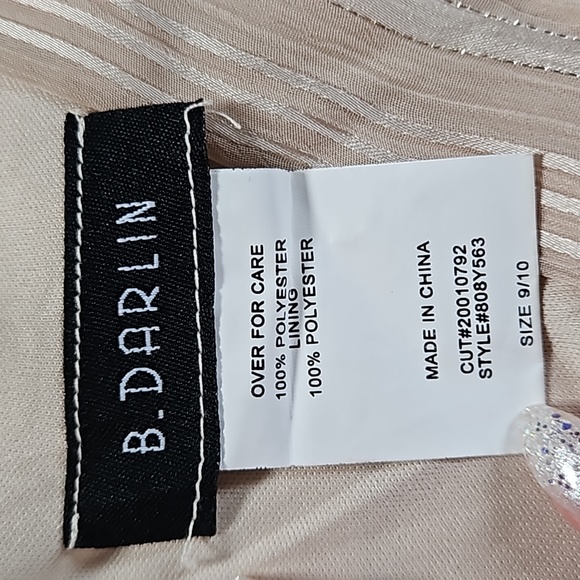 NWT B. Darlin Metallic Surplice Dress Long Sheer Sleeves [size 9/10] - Picture 4 of 8